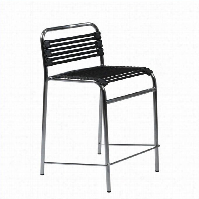 24 Flat Bungie Cointer Stool In Black And Chrome