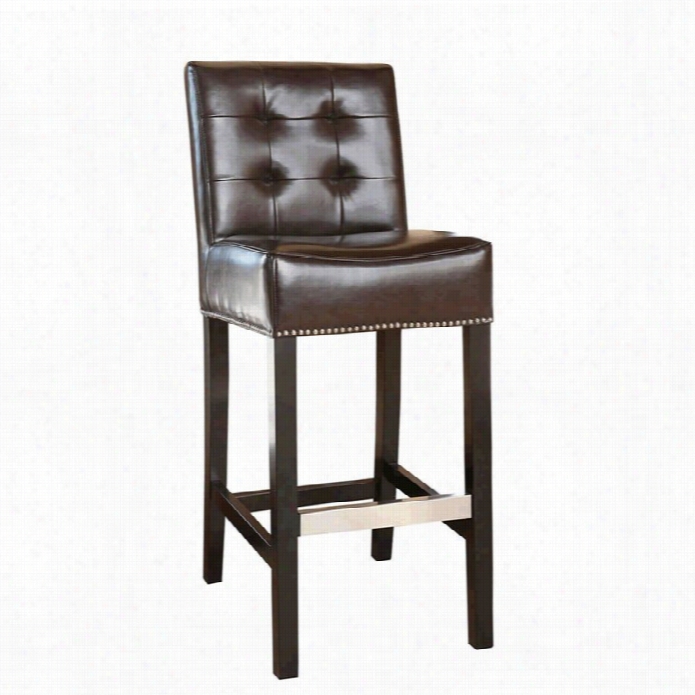 Abbyson Living Lime-tree 30 Leather Bar Stool In Dark Brown