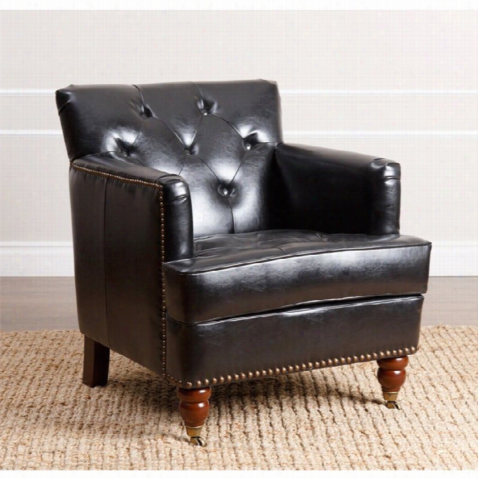 Abbyson Living Misha Tufted Fauxx Leather Avcent Chair In Black