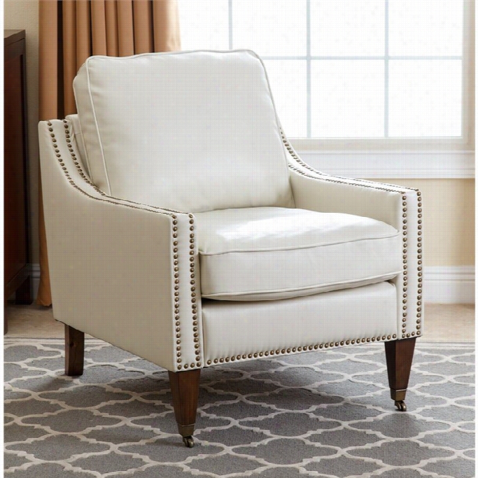 Abbyson Living Monica Peders En Leather Arm Chair In Ivory