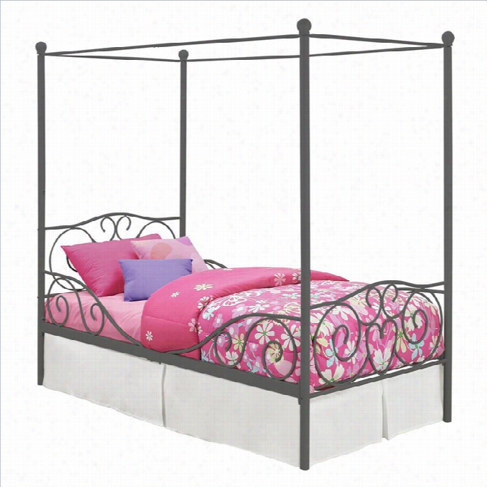 Ameriwood Canopy Twin Metal Bed In Pewter