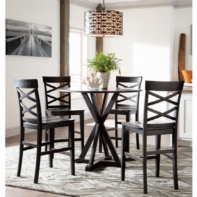 Ashley Berlmine 5 Piece Counter Heoght Dining Set In Espresso