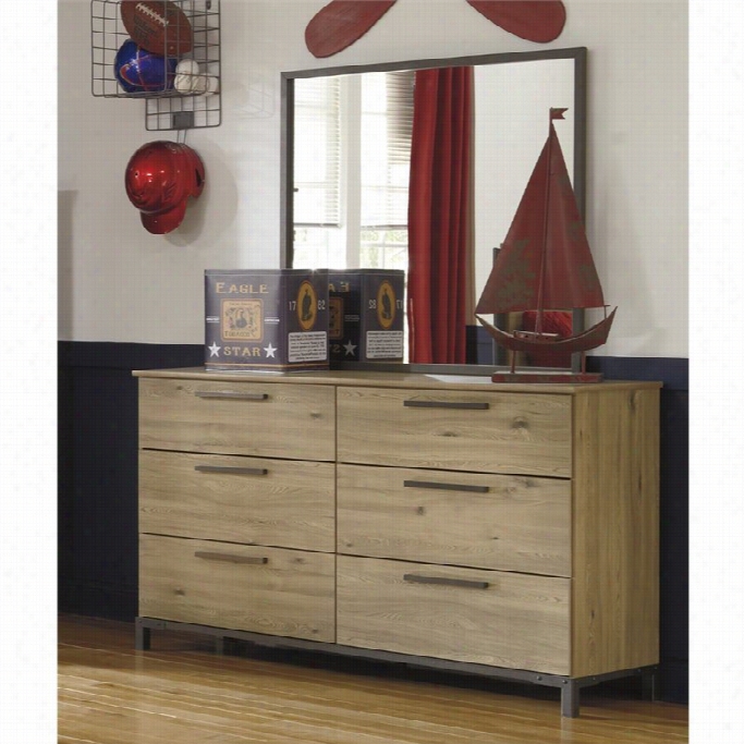 Ashley Dexifield 2 Piece Wood Dresser Set In Dry Brown