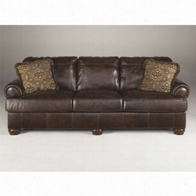 Ashley Furniture Axiom Leather Sofa In Walnut