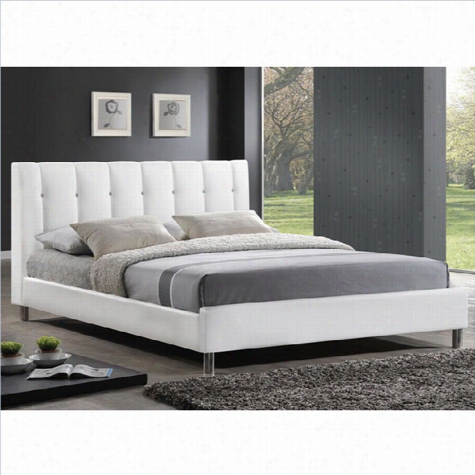 Baxton Studio Vino Platform Bed With Upholsteredheadboard In White-full