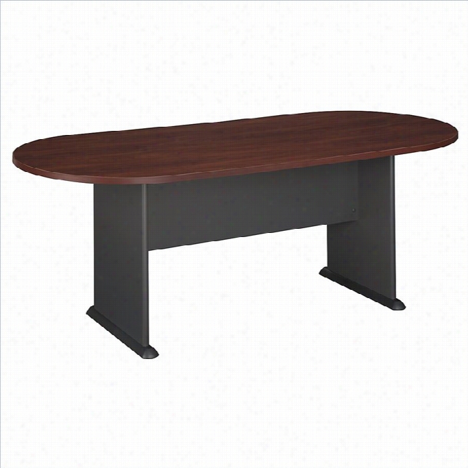 Bush Bbf Racetrack 611 Wood Confetence Table In Hansen Cherry