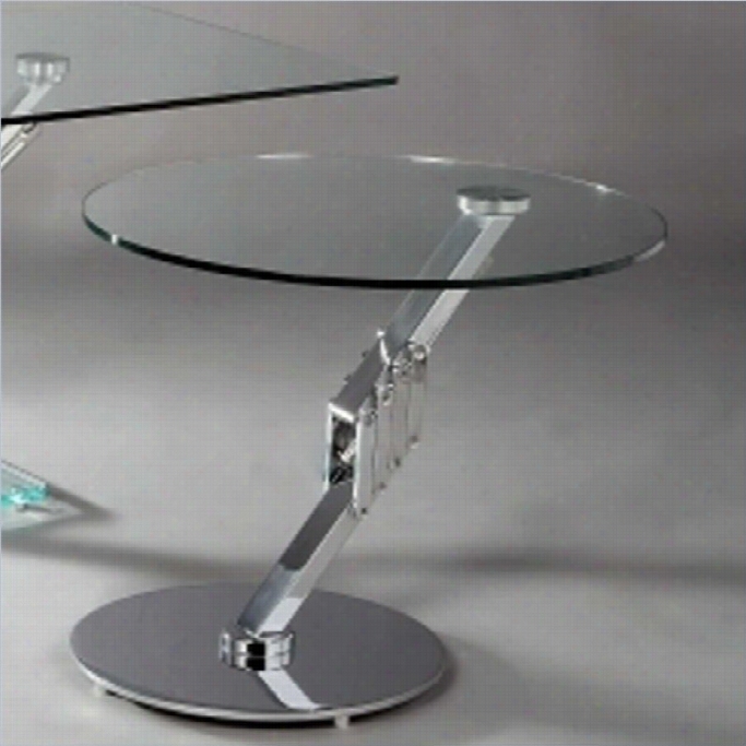 Chintaly Meal Prdestal Motion Glass Top Lamp Table In Chrome