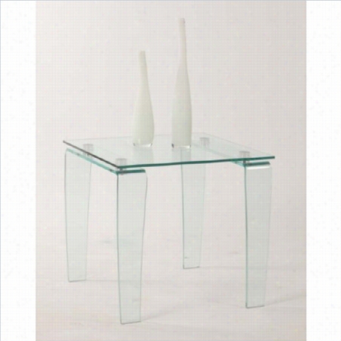 Chintaly Vera Squared Glass  Top Lanp Table In Clear