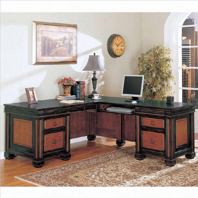 Coaster Chomedey Traditional L-shaed Desk  In Black/cherry