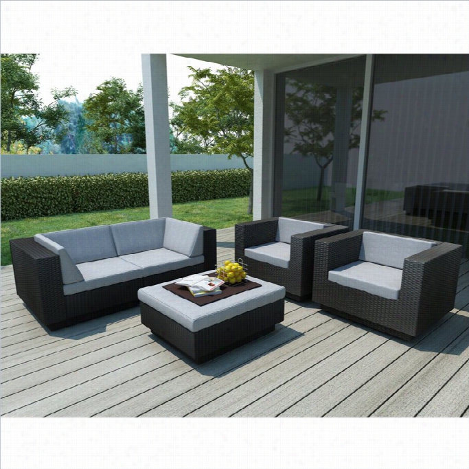 Corliving Park Terrace 5 Piece Sofa Pafio Set In Black