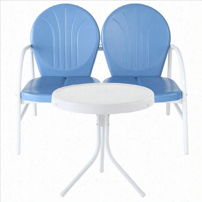 Crosley Grfifith 2 Metal Outdoor Seating Set In Firmament Blue