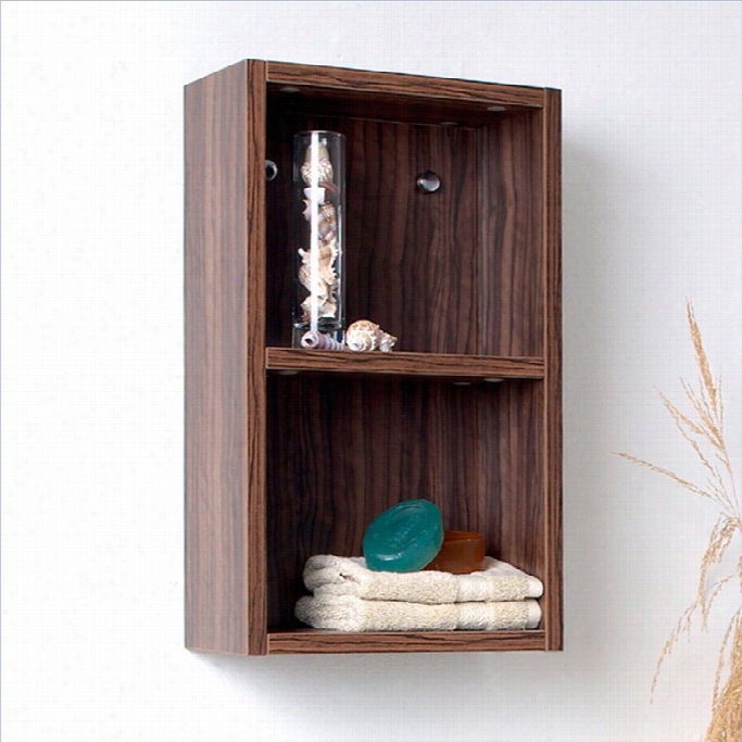 Fresca  Senza Bathroom Linen Side Cabinet With Open Storage Areas In Walnut