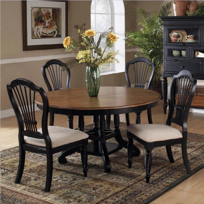 Hillsdale Wilshire 5 Part Dining Slab Set In Rubbed Black