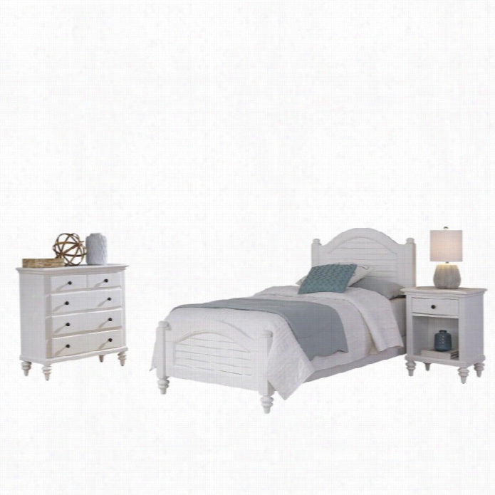 Home Style Befmuda 3 Piece Wood Twin Bedroom Set In Whute