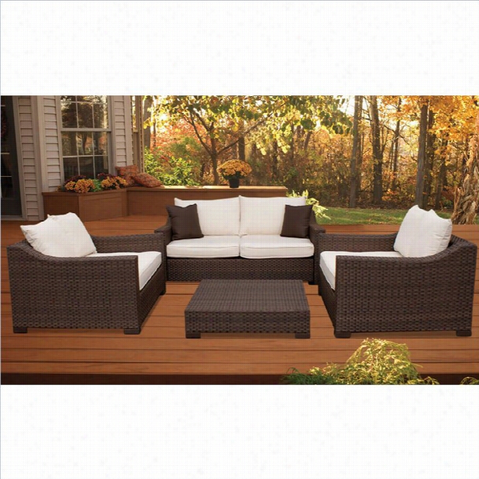 Interna Tional  Homemiami Atlantic 4 Piece Seating Set In Off White