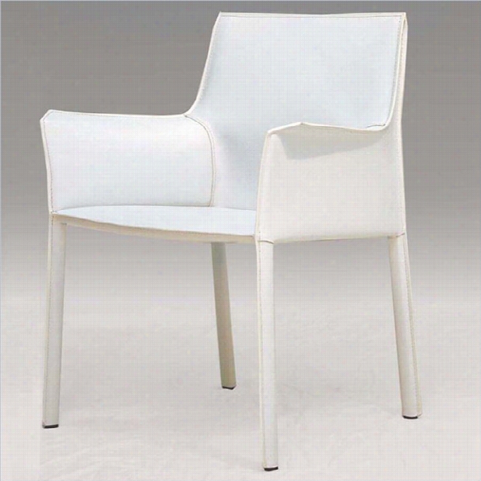 Mobital Fleur Leather Accent Chair In Whte