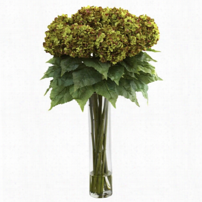 Nearly Na Tural Hydrangea With Cylinder Silk Flower Arrangement