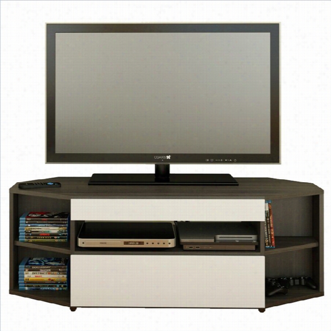 Nexera Allure 48' Corner Tv Stand Inebony And White