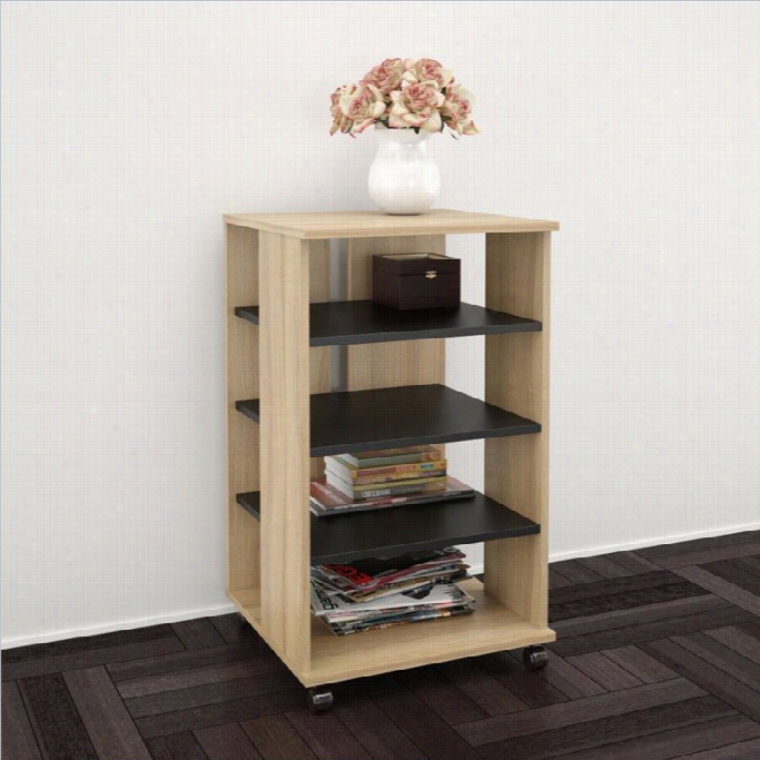 Nexera Jasper Mobile Storage Tower In Biscotti And Black