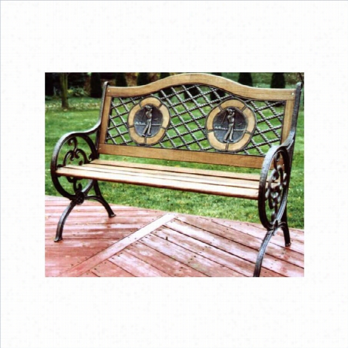 Oakland  Living Twin Golfer Bench With Round Legs In Antique Bronze