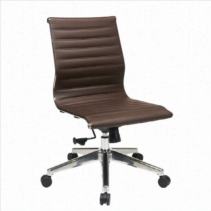 Office Sstar Armless Mid Back Eco Leather Charge Chair In Chocolate