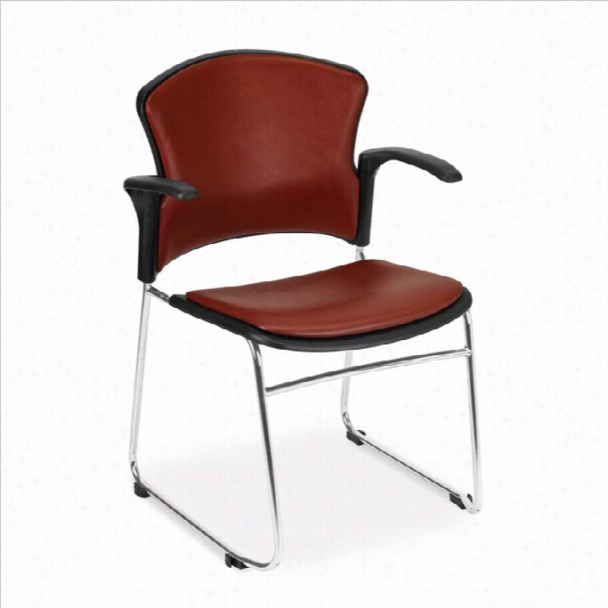 Ofm Multi-use Vinyl Seat And Back Stacker With Arms In Wine