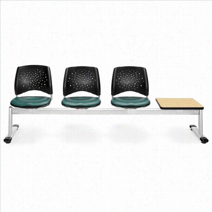 Ofm Star Beam Seating With 3 Vinyl Seats An D Table In Teal And Oak