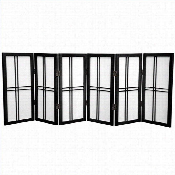 Oriental Desktop Double Croosss 6 Panels Shoji Screen In Black