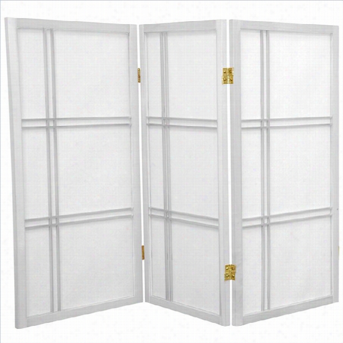 Orienfal Furntiure 3' Tall Shoji Screen With 3 Panel In White