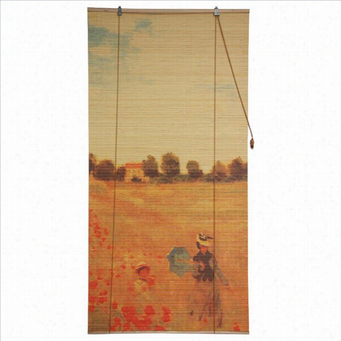 Oriental Appendages Poppies Bamboo Blinds In Multicolor-24 Inches