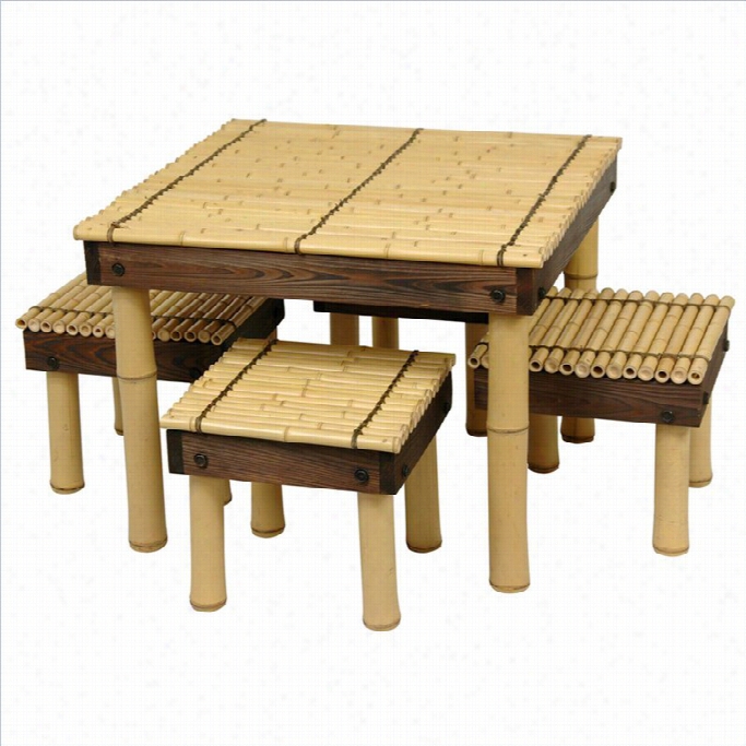 Oriental Furniture Zen Bamboo Coffee Table Set Im Natural