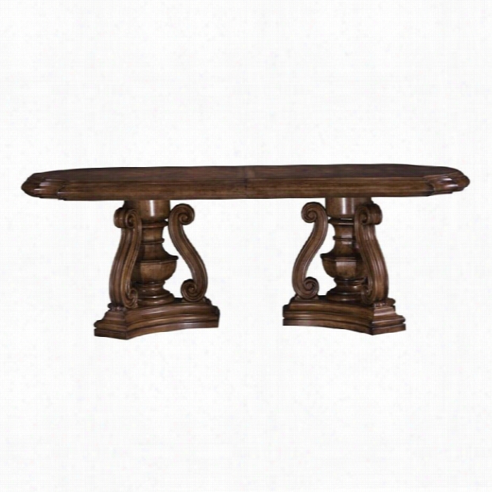 Pulaski San Mateo Doubel Pedestal Formal Dining Ttable In Brown F Inish