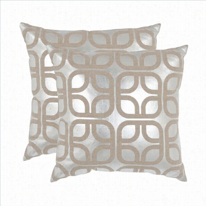 Safavieh Cole Pillow 18-inch Decorativ Epilllows In Silver ( Set Of 2)