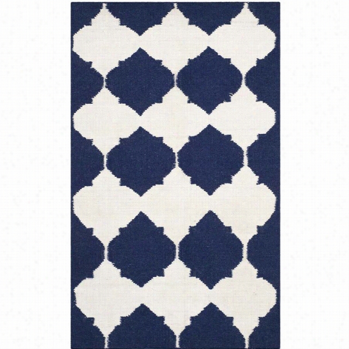 Safavieh Dhurries Navy Contemporary Rug - 3 'x 5'