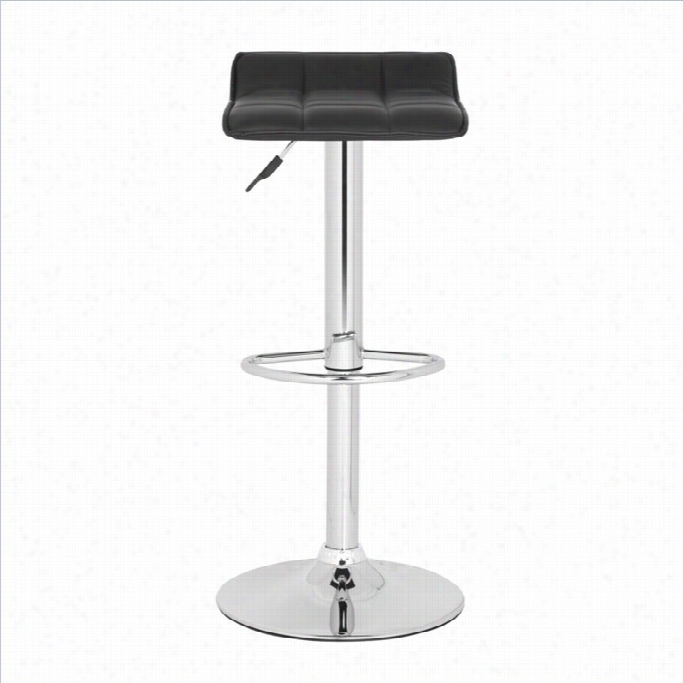 Safavieh Lamita 22.4-30.9 Chrome Tee Bar Stool In Blac