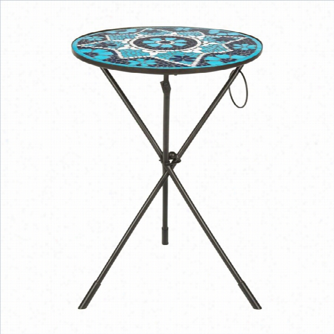 Safavieh Solinus Iron Side Table In Blue And White