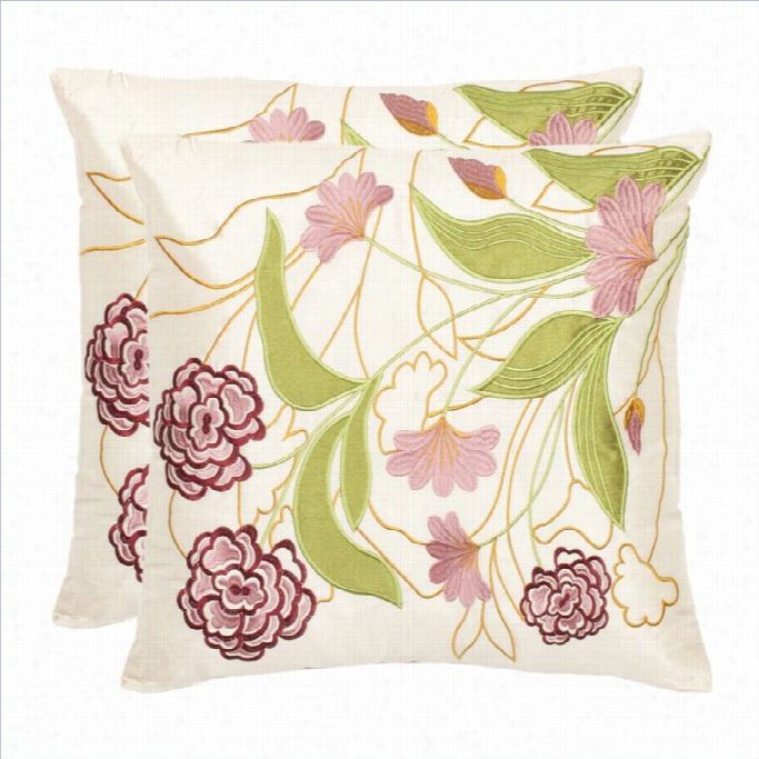 Safavieh Stanley 18 Decoratiive Pillow In Pink And Cream (set Of 2)