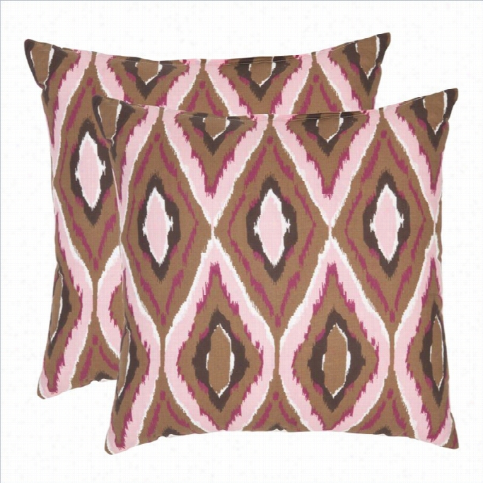 Safavieh Tristan 18-inch Ctton Decorative Pillows In Pink (set Of 2)