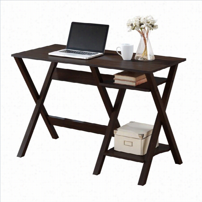 Sonax Corlviing Folio Desk In Modern Wenge With 2 Lower Shelves