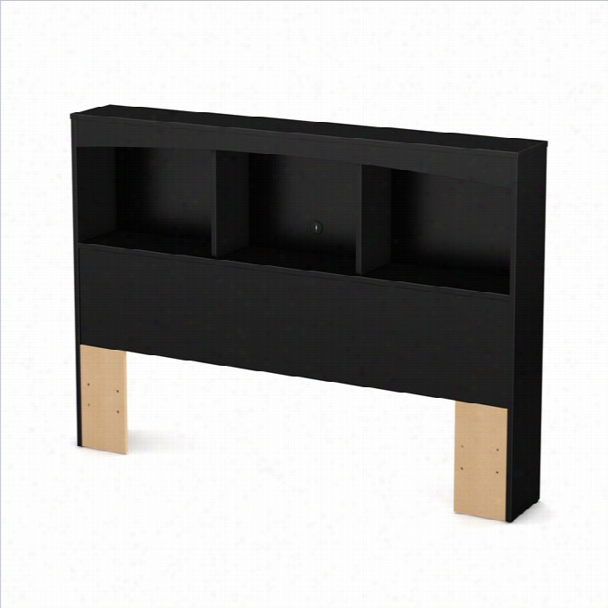 South Shore Maddox Full Bookcase Head Board In Pure Black