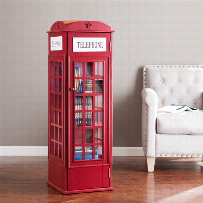 Southern Enterprises Phone Booth Storage Cabinet In Red