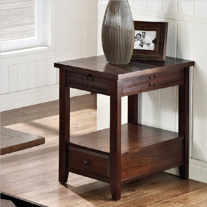Steve Siver Company Ceestline Chairside End Table In Dsitressed Walnut