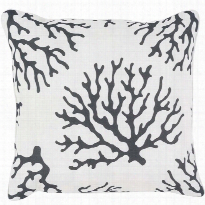 Surya Coral Ppoly Fill 16 Square Pillow In Black