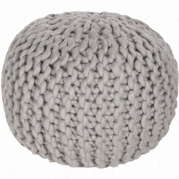 Surya Fargo Wool Sphere Pouf Ottoman In Gray