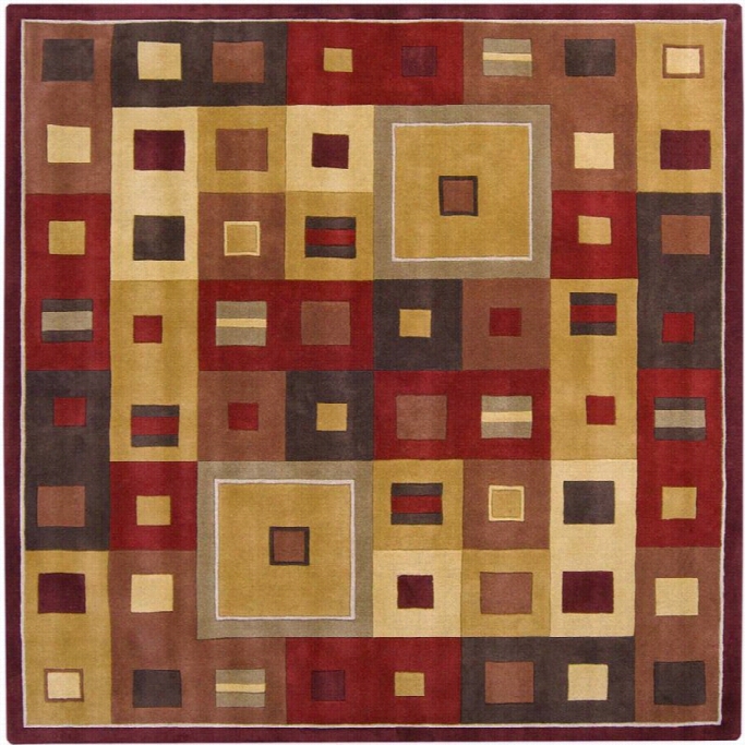 Surya Forum 8' X 8' Square Hand Tuftted Wool Rug In Brrown And Red