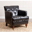 Abbyson Living Misha Tufted Faux Leather Accent Chair in Black