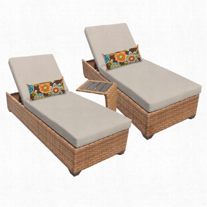 Tkc Laguna 2 Wicker Patio Lounges With Side Tablein Beige