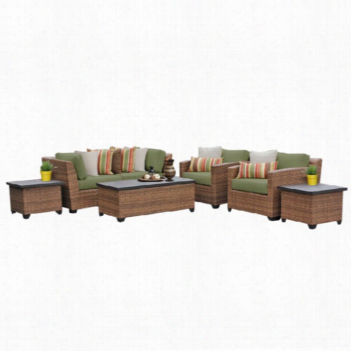 Tkc Laguna 7 Piece Outdoor Wickrr Sofa Set In Cilantro