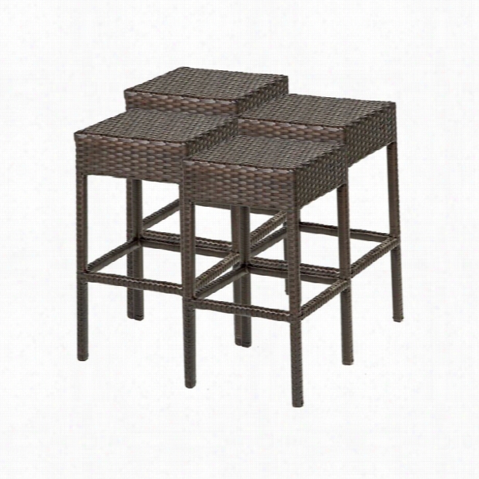 Tkc Napa Backless Outdoor Wicker Bar Stools In Espresso (seto F )4