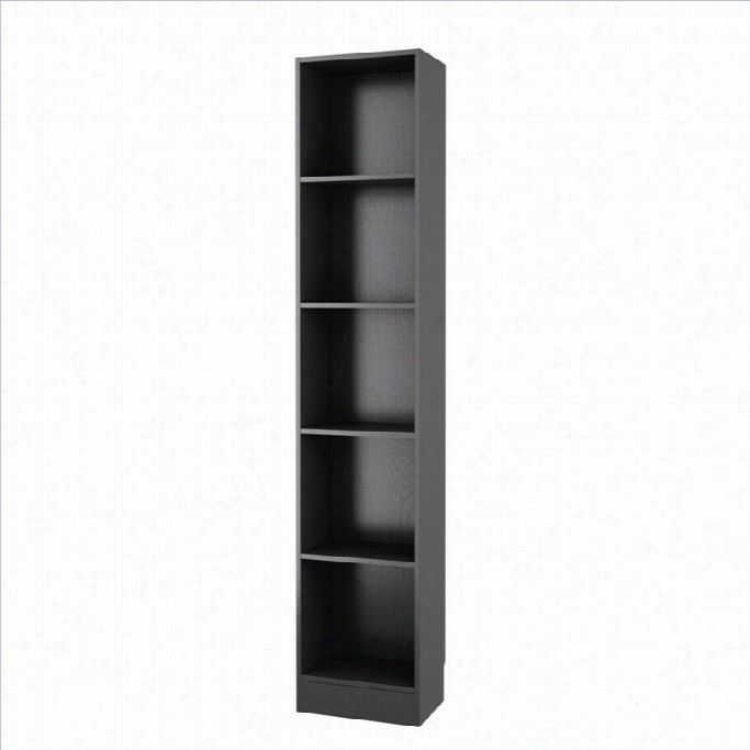 Tivlum Element Tall Narrow 5 Shelf Bookcase Inblack Wodo Grain